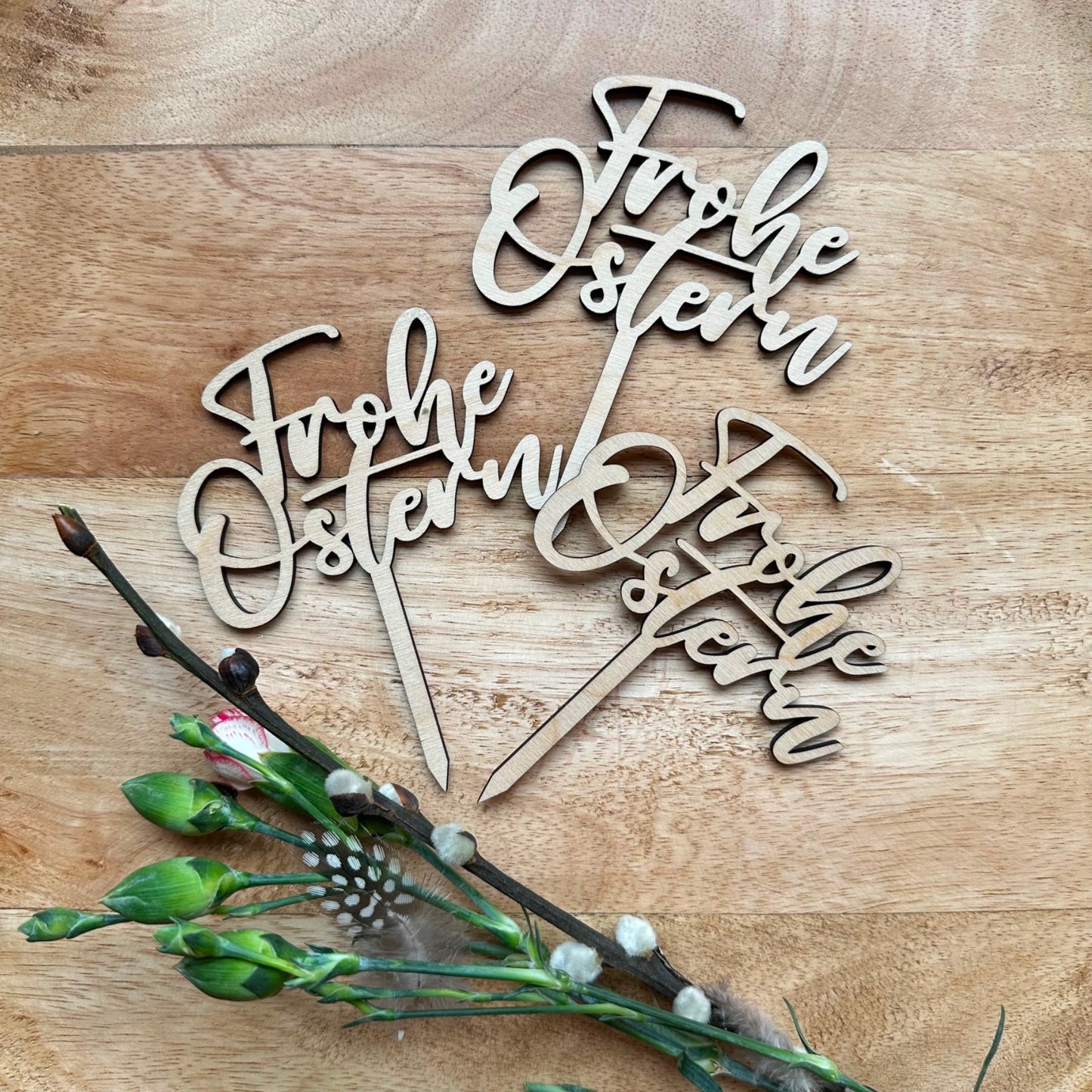 Holzstecker "Frohe Ostern“ 3Stk.