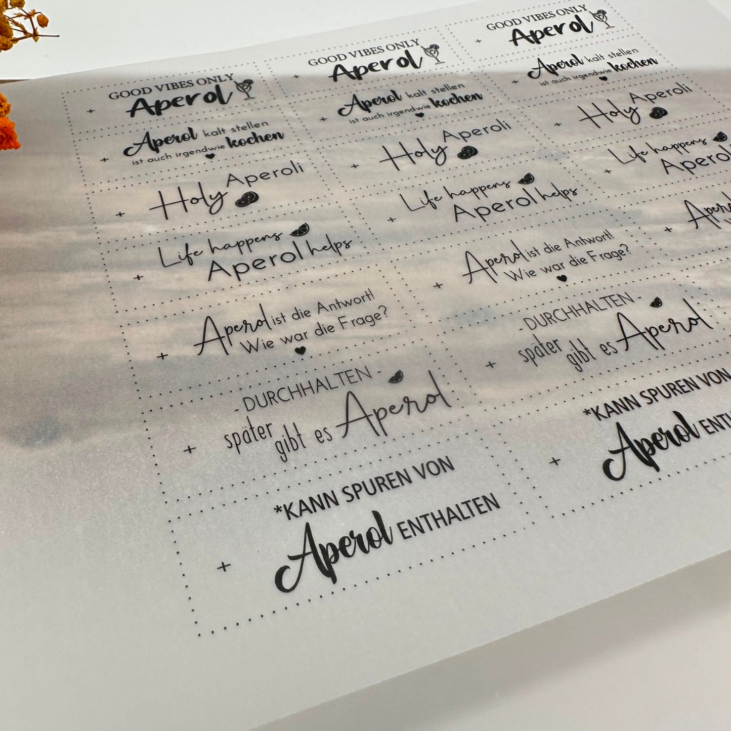 Etiketten transparent "Good Vibes Only" A5 Bogen