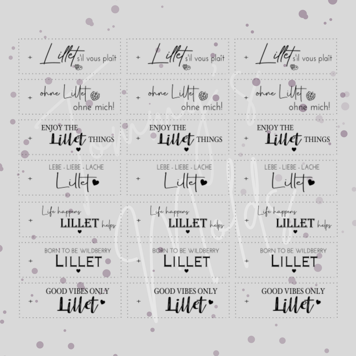 Etiketten transparent "Lillet, s'il vous plaît" A5 Bogen