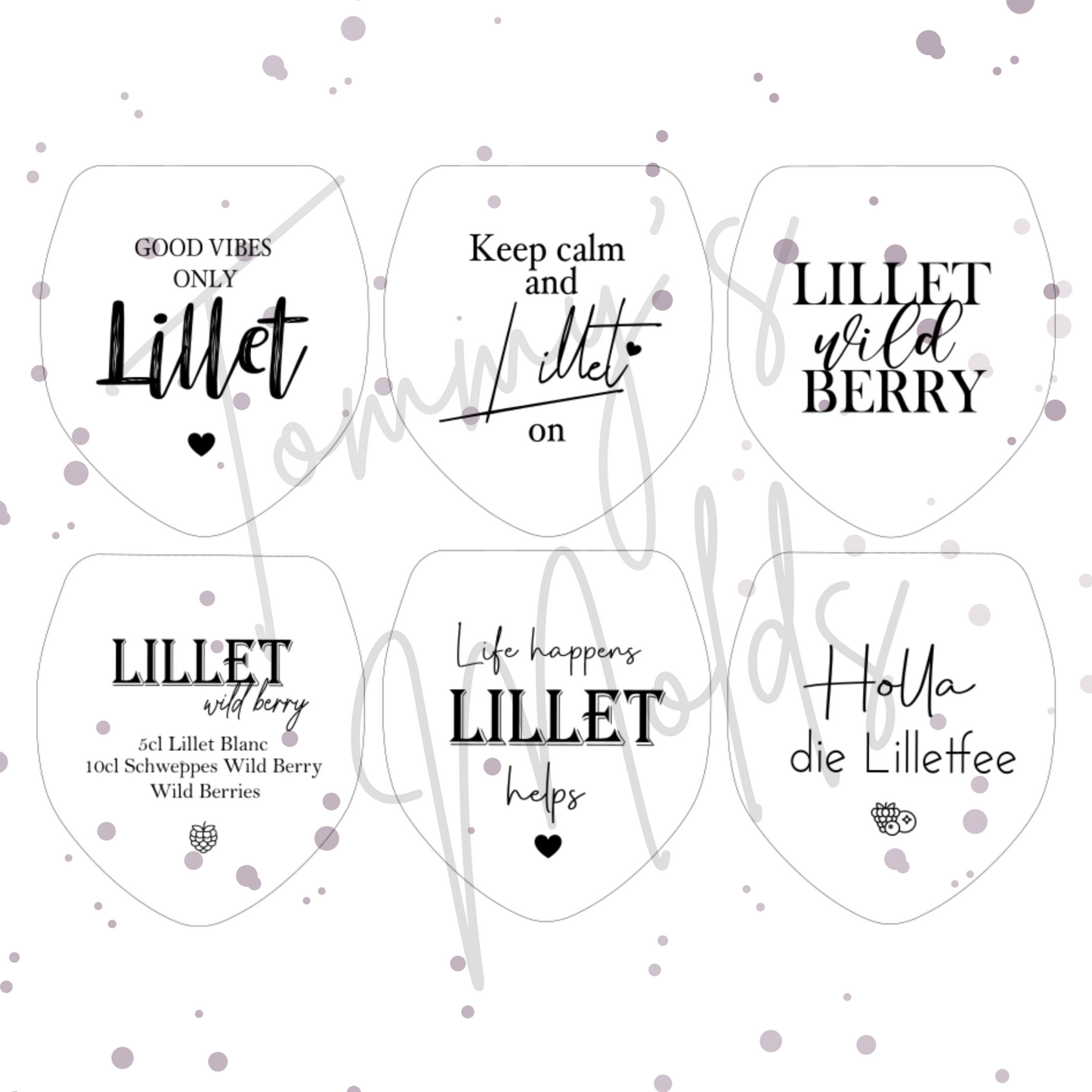 Einleger für Glas transparent "GOOD VIBES Lillet" A4 Bogen