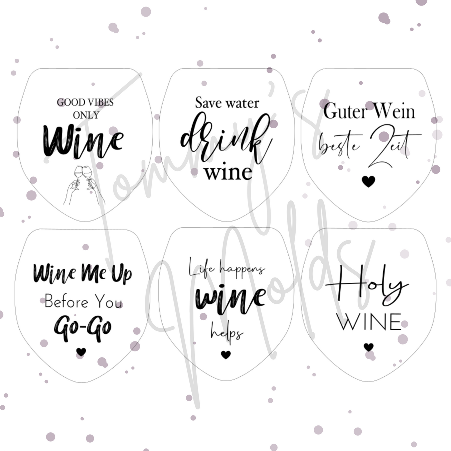 Einleger für Glas transparent "Good Vibes Only Wine" A4 Bogen