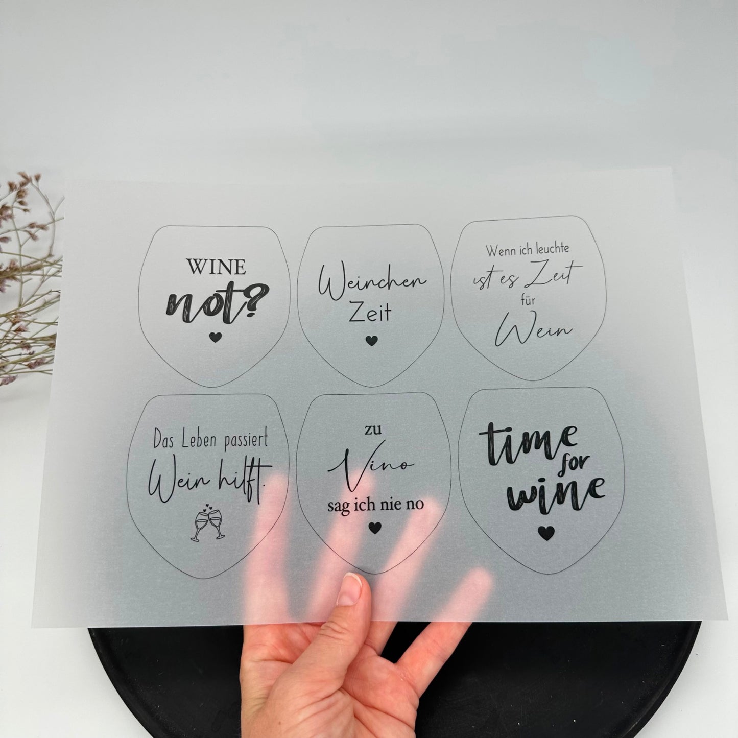 Einleger für Glas transparent "Wine not?" A4 Bogen