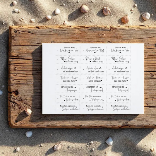 Etiketten transparent "Salzwasser im Herz" A5 Bogen