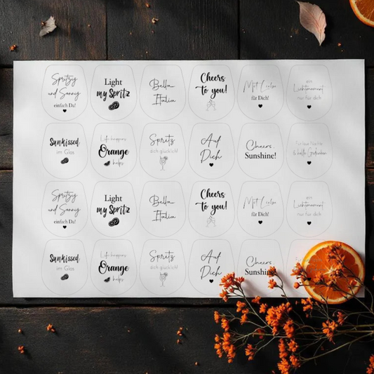 Einleger für Ballonlichthalter Glas transparent "Spritzig und Sonnig" A5 Bogen