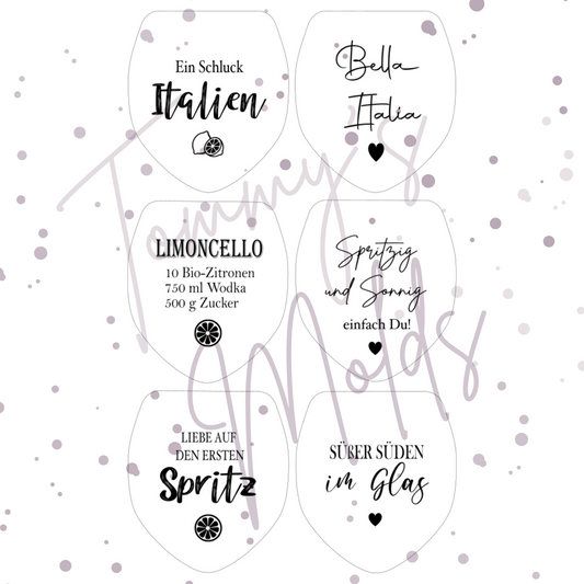 Einleger für Glas transparent "Ein Schluck Italien" A4 Bogen