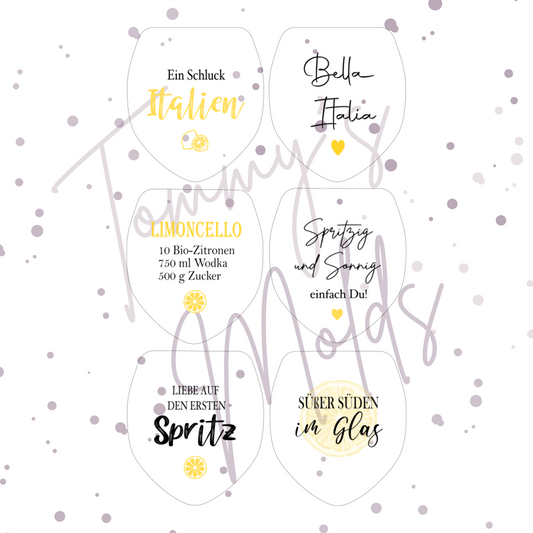 Einleger für Glas transparent "Ein Schluck Italien" A4 Bogen