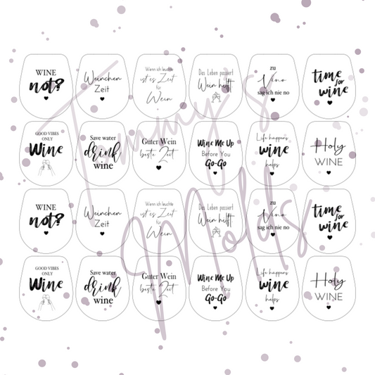 Einleger für Ballonlichthalter mini Glas transparent "Wein" A5 Bogen