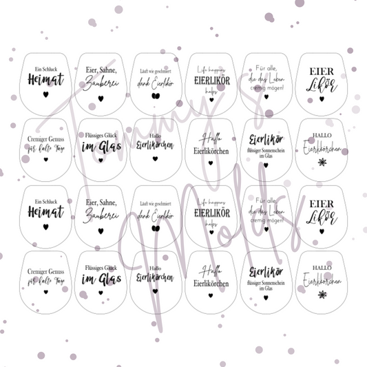 Einleger für Ballonlichthalter mini Glas transparent "Eierlikör" A5 Bogen