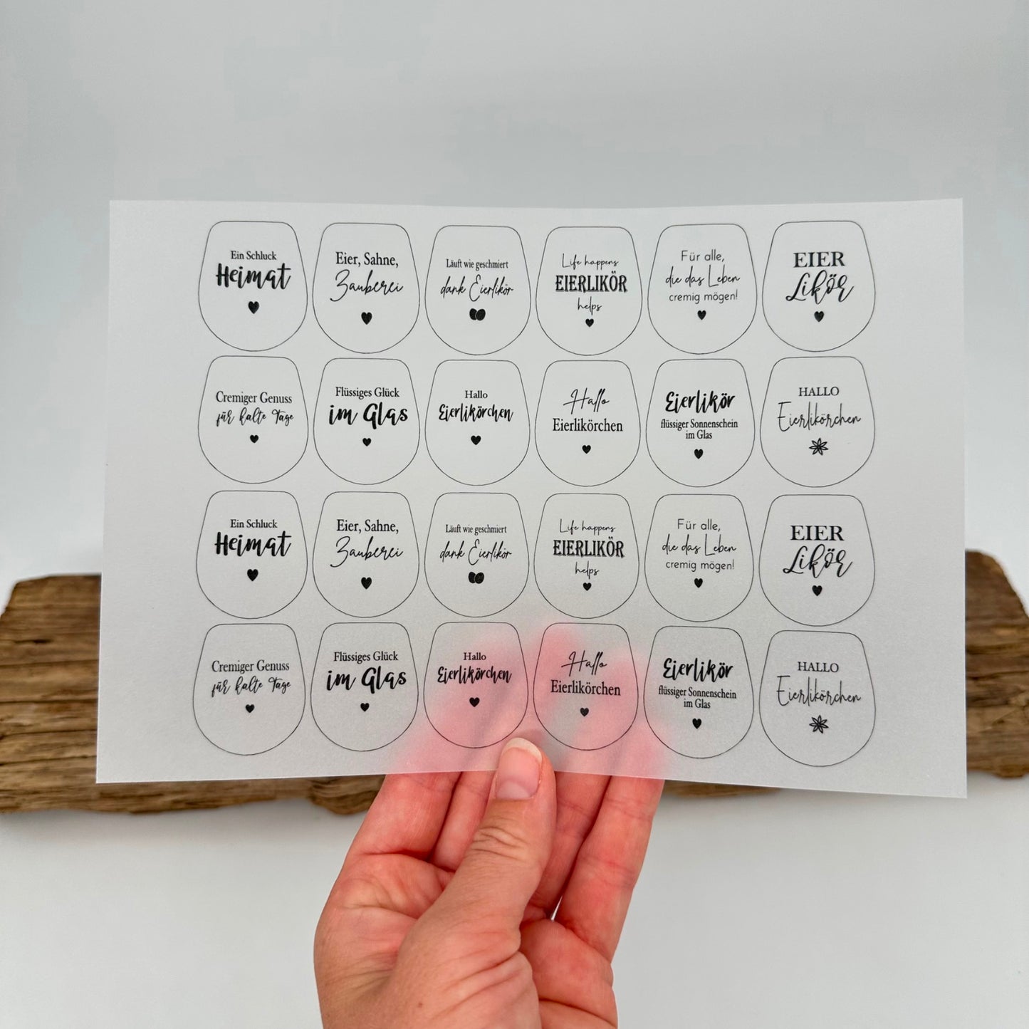 Einleger für Ballonlichthalter mini Glas transparent "Eierlikör" A5 Bogen
