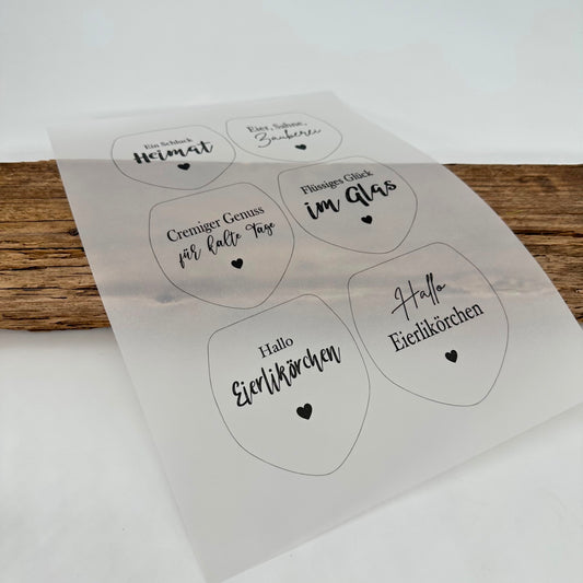 Einleger für Glas transparent "Eierlikörchen" A4 Bogen