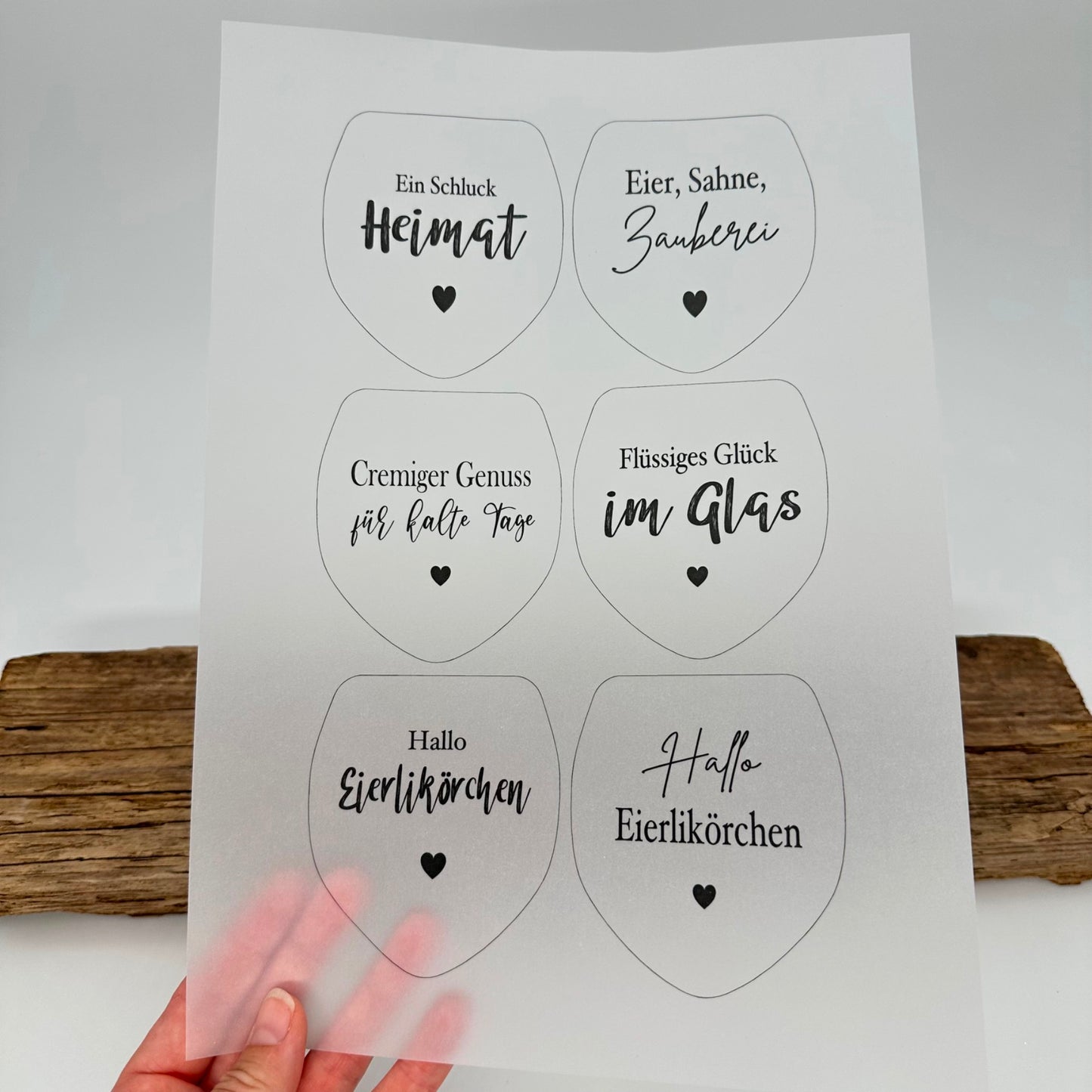 Einleger für Glas transparent "Eierlikörchen" A4 Bogen