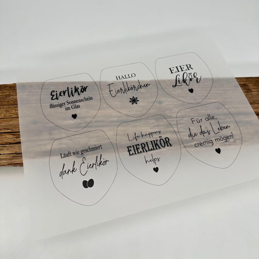 Einleger für Glas transparent "Eierlikörchen" Variante 2 A4 Bogen