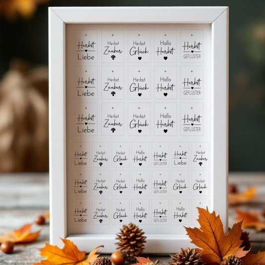 Etiketten transparent "Herbstliebe" A5 Bogen