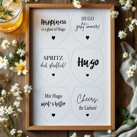 Einleger für Glas transparent "Happiness is a glass of" Variante 1 A4 Bogen