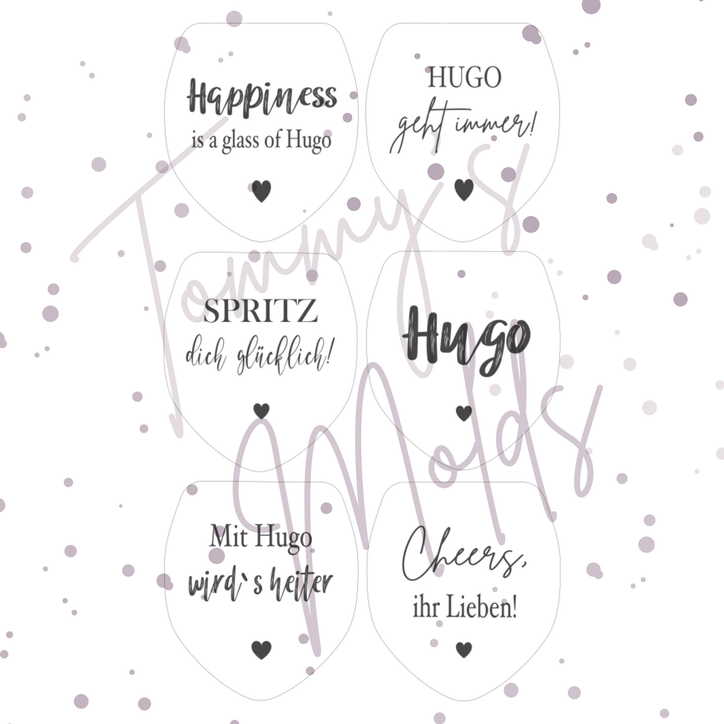 Einleger für Glas transparent "Happiness is a glass of" Variante 1 A4 Bogen