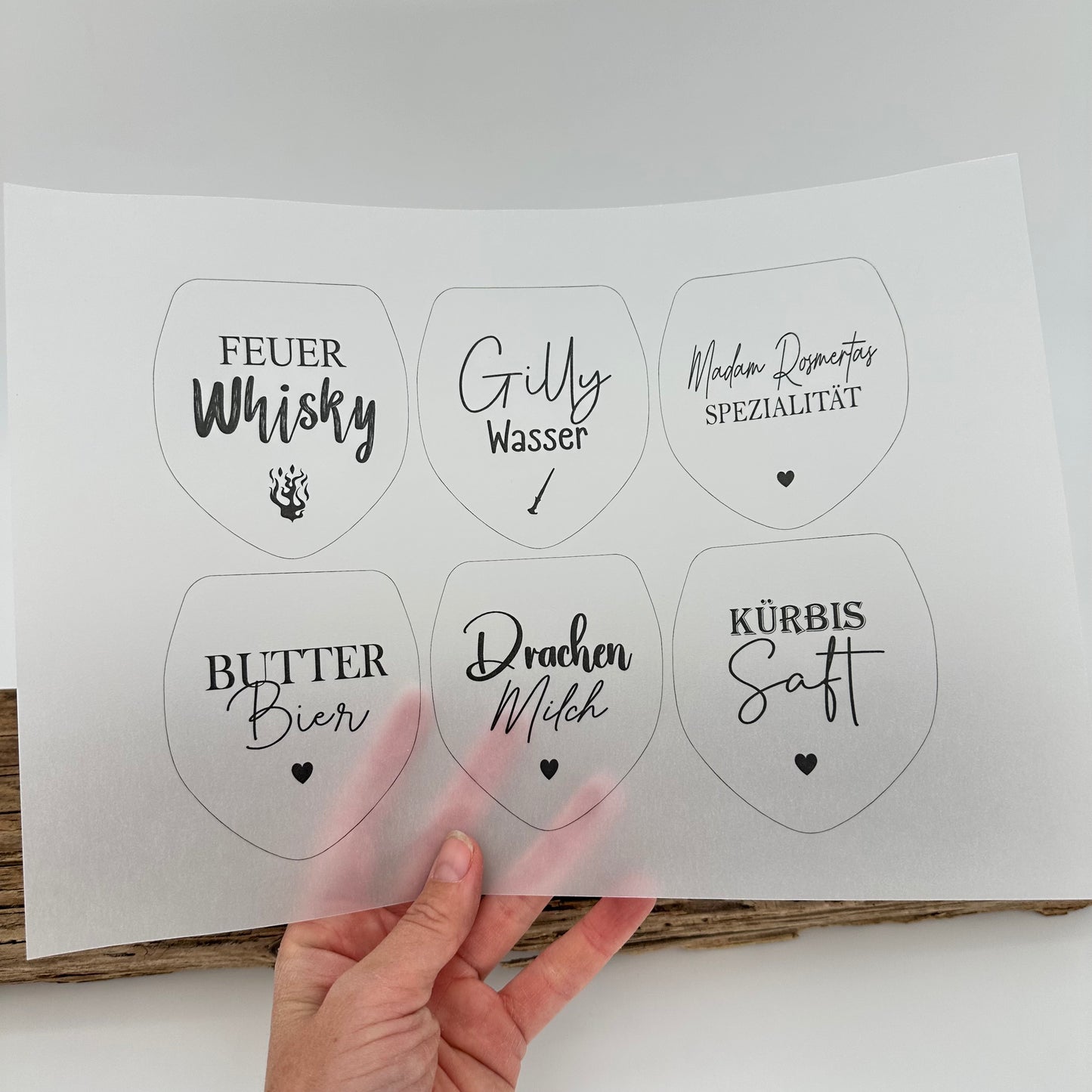 Einleger für Glas transparent "Feuer-Whisky" A4 Bogen