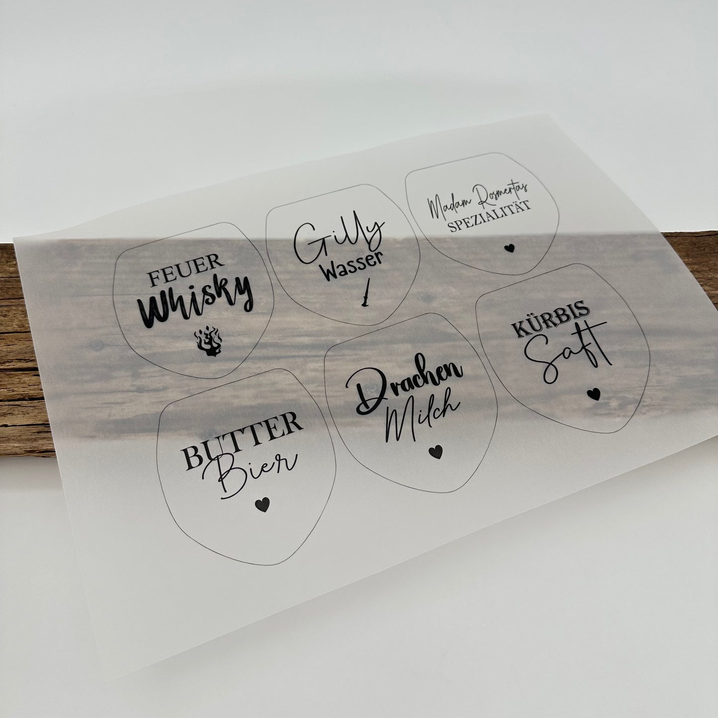 Einleger für Glas transparent "Feuer-Whisky" A4 Bogen