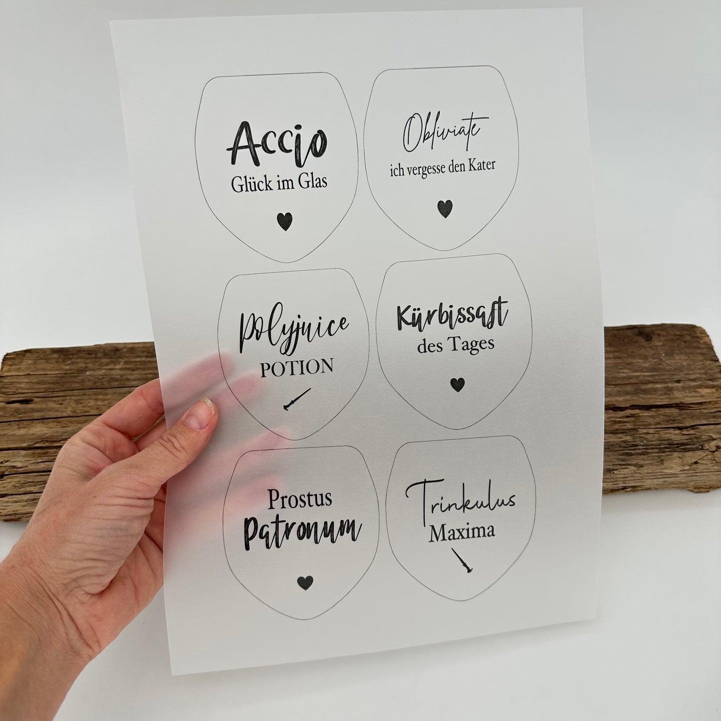 Einleger für Glas transparent "Accio" A4 Bogen