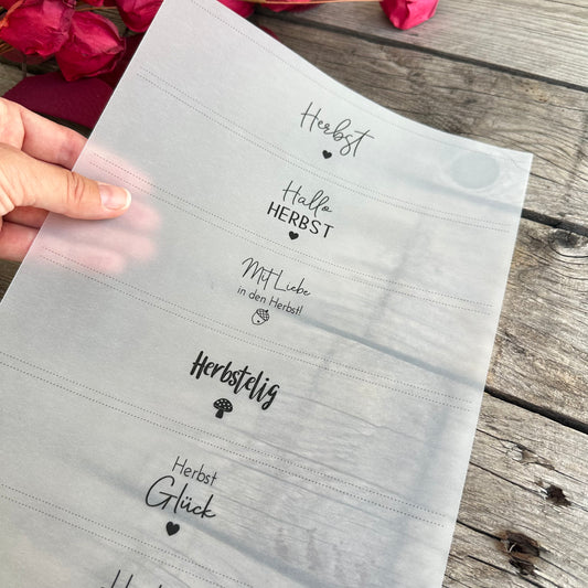 Banderole „Herbst" transparent A4 Bogen