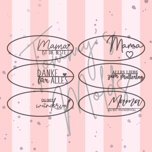 Einleger für Stabkerzenhalter Schale Oval | "Mama" Edition 12 Stück