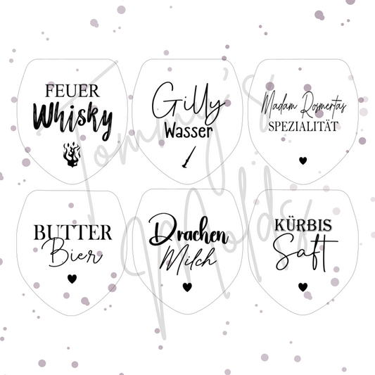 Einleger für Glas transparent "Feuer-Whisky" A4 Bogen