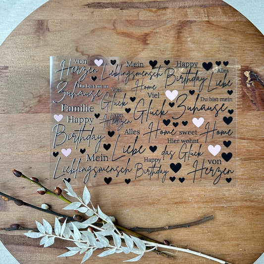 Liebe,Glück schwarz A5 Bogen