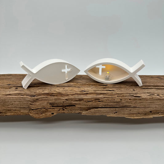 Fisch mit Kreuz Ballonlichthalter