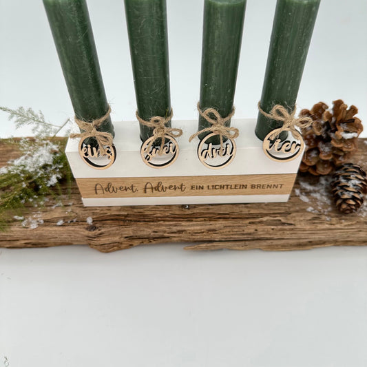 Stabkerzenhalter mit Einschub für Klötzchen