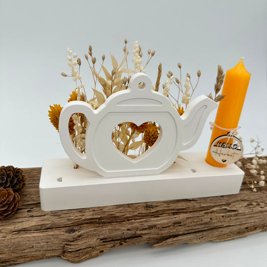 Stabkerzenhalter mit Öffnung für Einschieber und Trockenblumen mittel