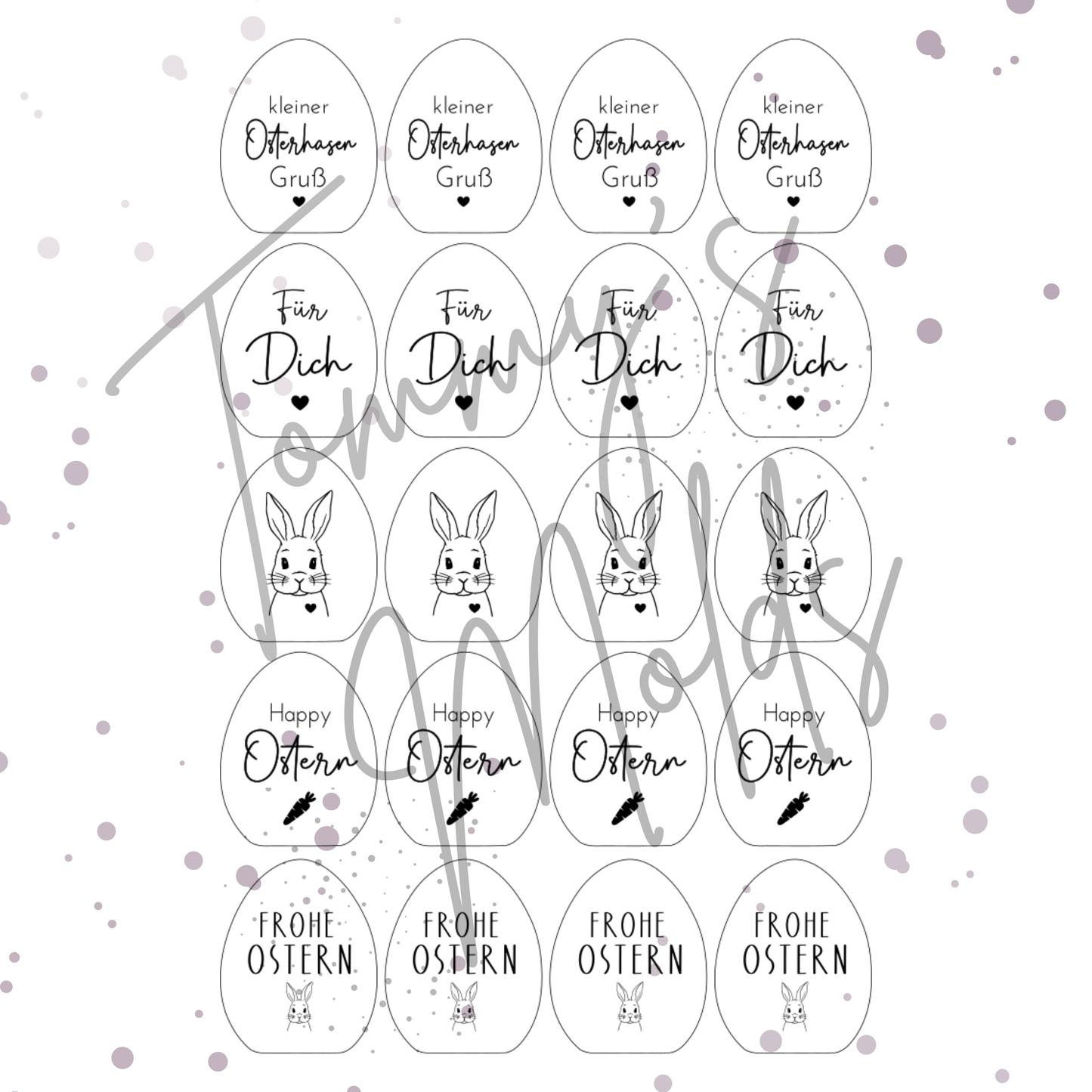 Einleger für Ei Ballonlichthalter "kleiner Osterhasen Gruß" A4 Bogen