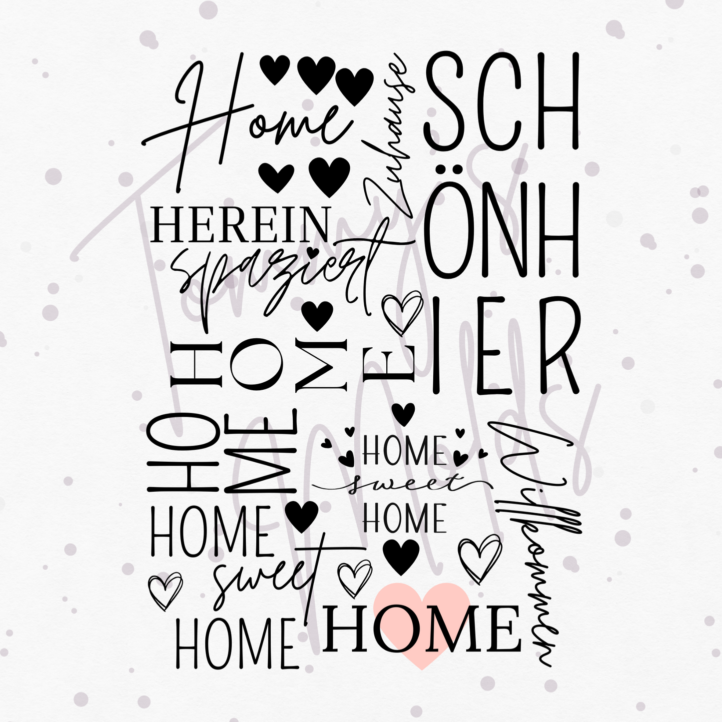 Home sweet Home in schwarz A5 Bogen