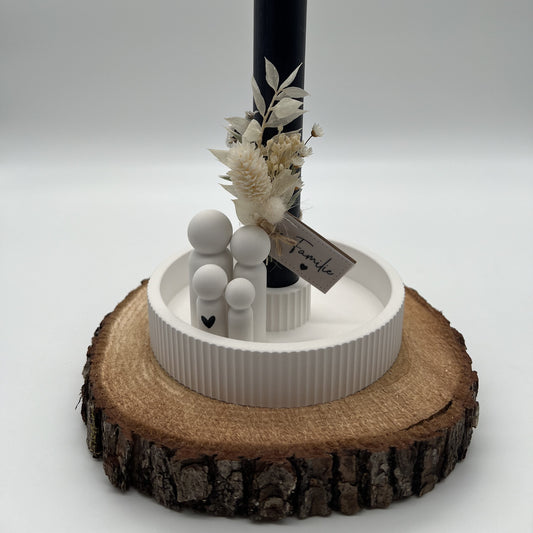 Stabkerzenhalter Schale mit Rillen