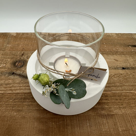 Windlicht 2 in 1 mit Rillen | Stabkerzenhalter und Teelichthalter