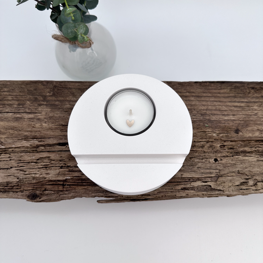 Teelichthalter rund mit Öffnung für Einschieber