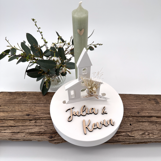 Stabkerzenhalter Teller mit Einschiebehalter kurz