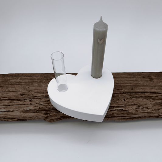 Herz Stabkerzenhalter mit Reagenzglasöffnung