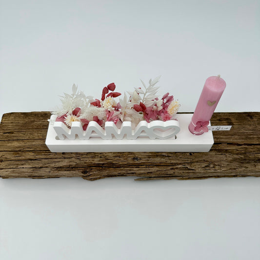 Stabkerzenhalter mit Öffnung für Einschieber und Trockenblumen lang