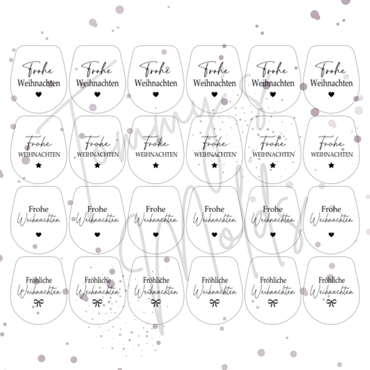 Einleger für Ballonlichthalter mini Glas transparent "Frohe Weihnachten" A5 Bogen