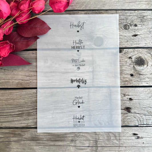 Banderole „Herbst" transparent A4 Bogen