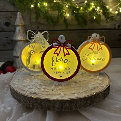 Weihnachtskugel mit Aufsatz und Standfuß | Ballonlichthalter