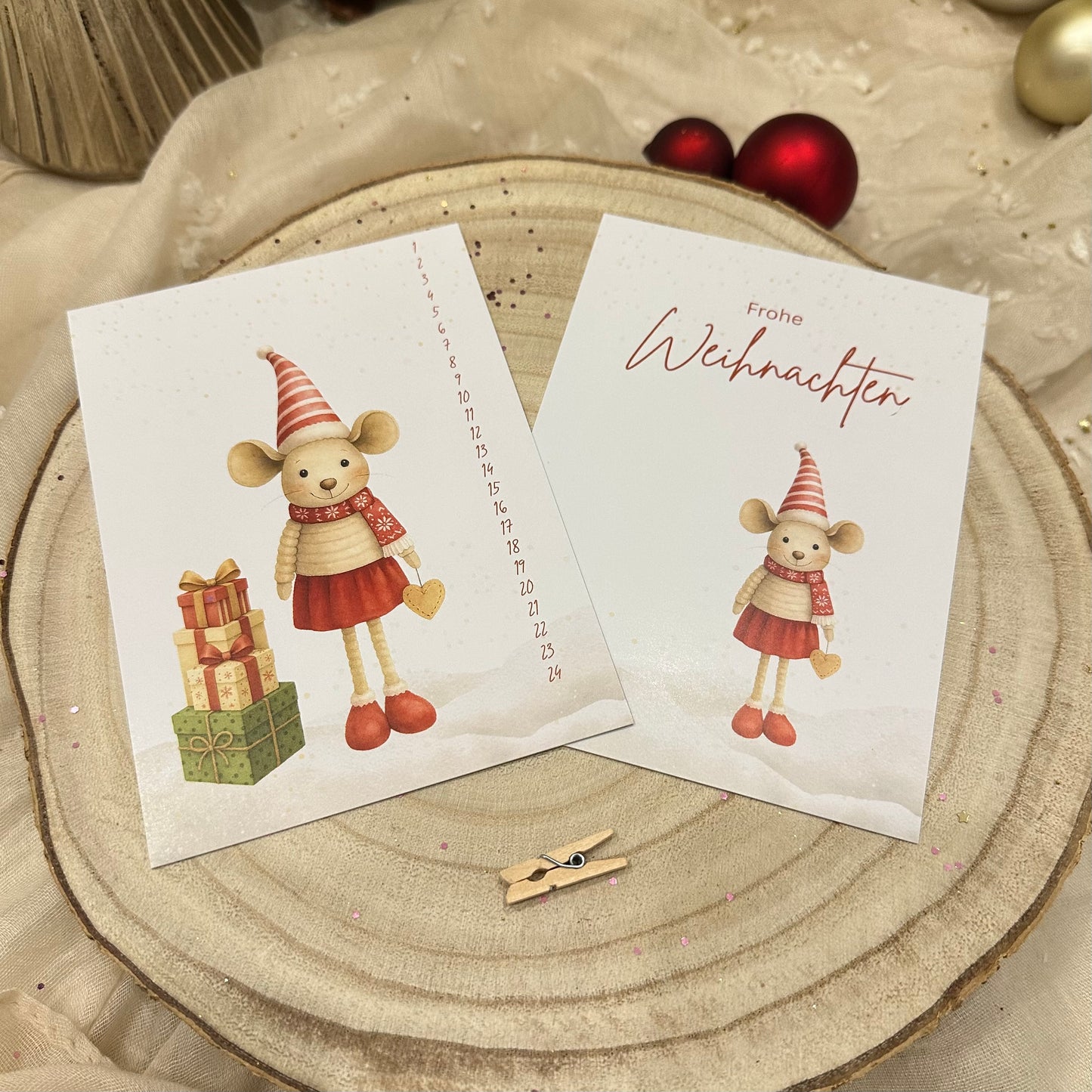 Karte Weihnachts-Countdown Maus