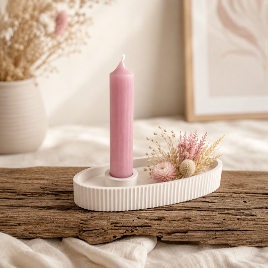 Schale Oval für Stabkerzen mit Rillen | Happy Molds Edition