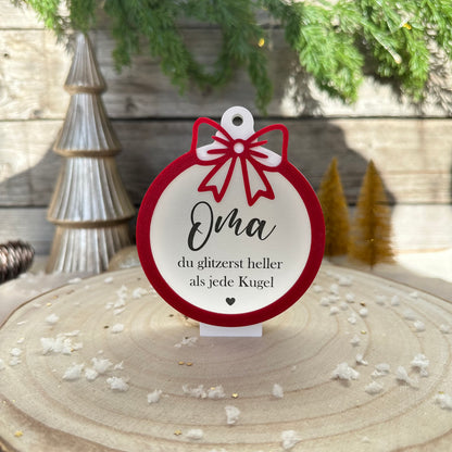 Aufsätze für Weihnachtskugel mit Schleife | 10 Stück in silber