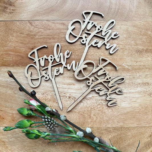 Holzstecker "Frohe Ostern“  3Stk.