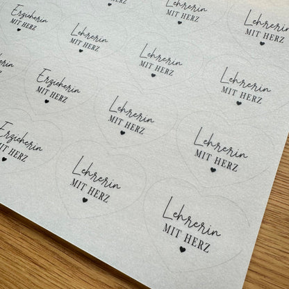 "Erzieherin / Lehrerin mit Herz" A4 Bogen für Herz