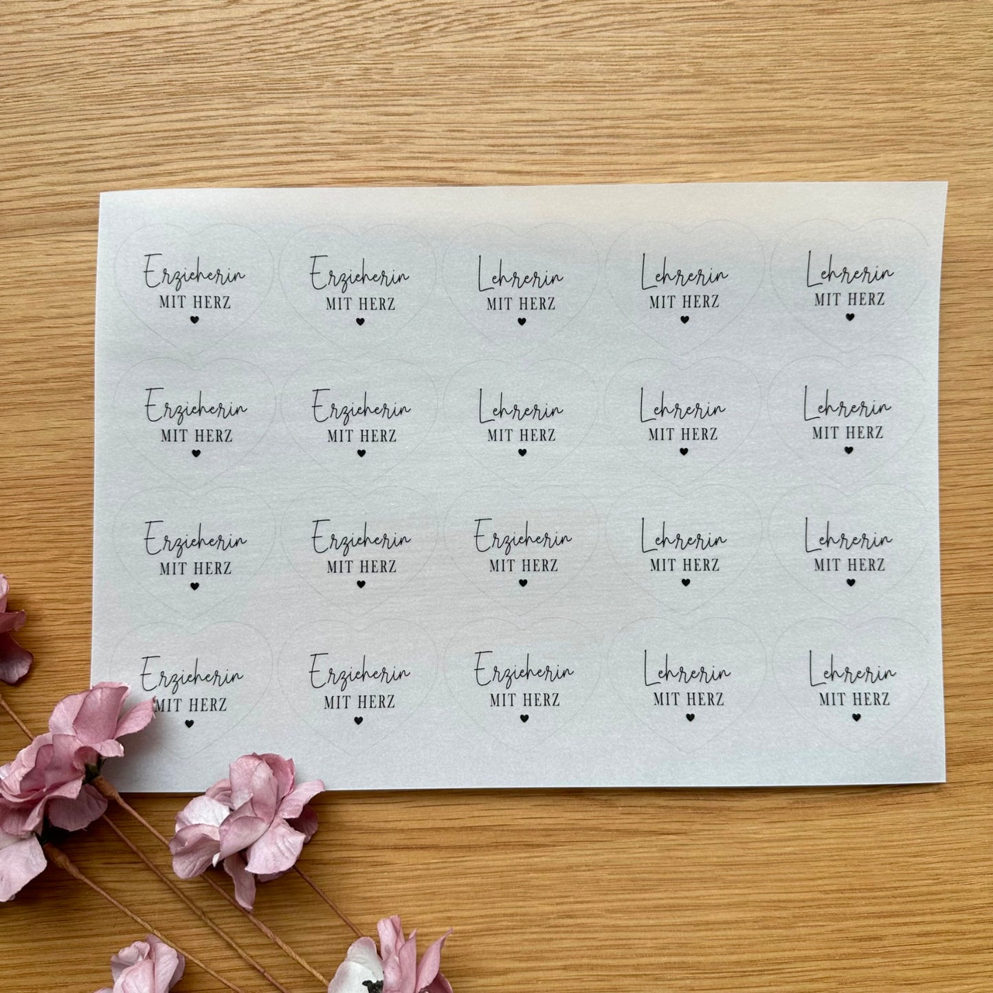 "Erzieherin / Lehrerin mit Herz" A4 Bogen für Herz