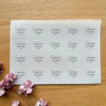 "Erzieherin / Lehrerin mit Herz" A4 Bogen für Herz