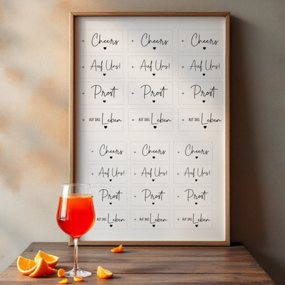 Etiketten transparent "Cheers" A5 Bogen
