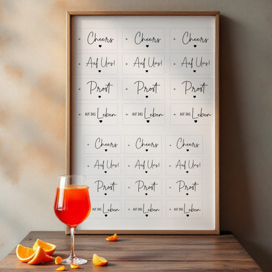 Etiketten transparent "Cheers" A5 Bogen
