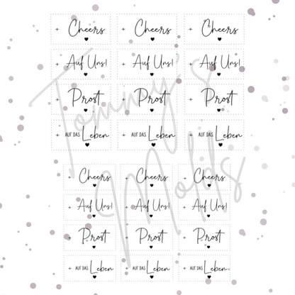 Etiketten transparent "Cheers" A5 Bogen